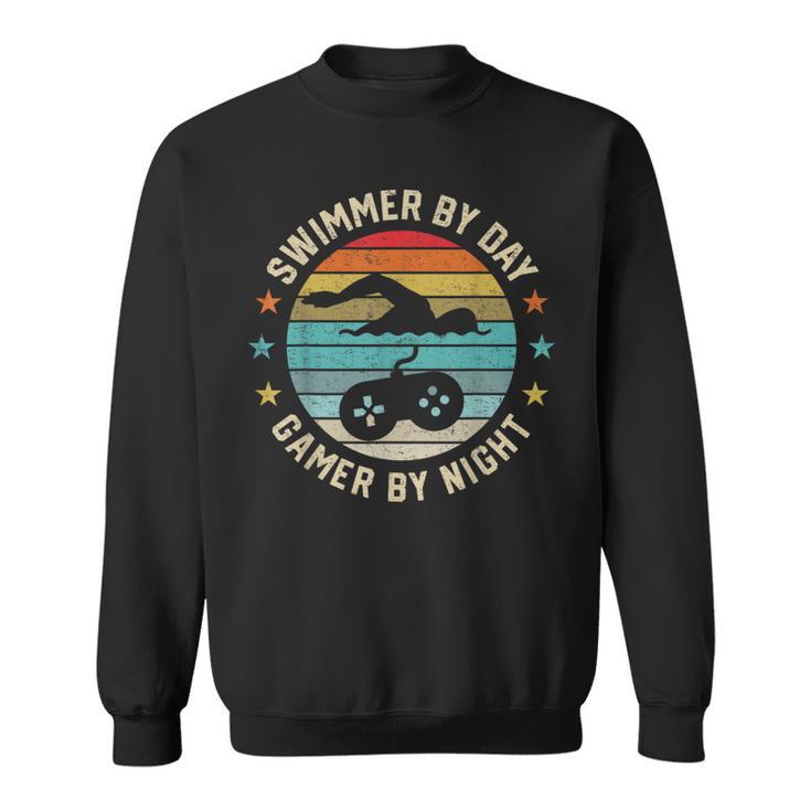Swimmer By Day Gamer By Night Swimming Swim Lover Gaming Sweatshirt
