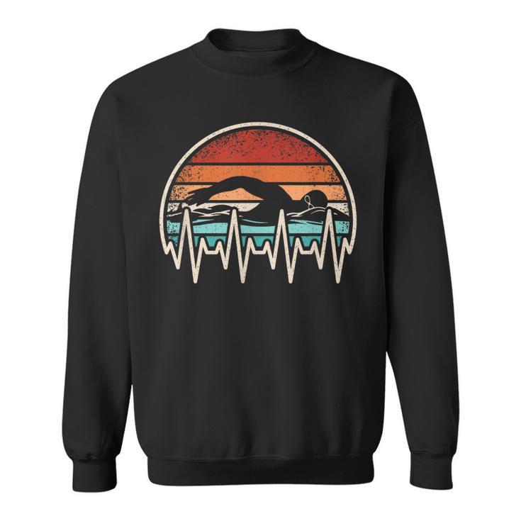 Swimming Heartbeat Retro Swim Swimmer Men Women Sweatshirt