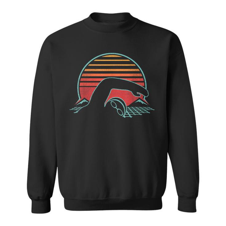 Swimming Retro Vintage 80s Style Swimmer Sweatshirt