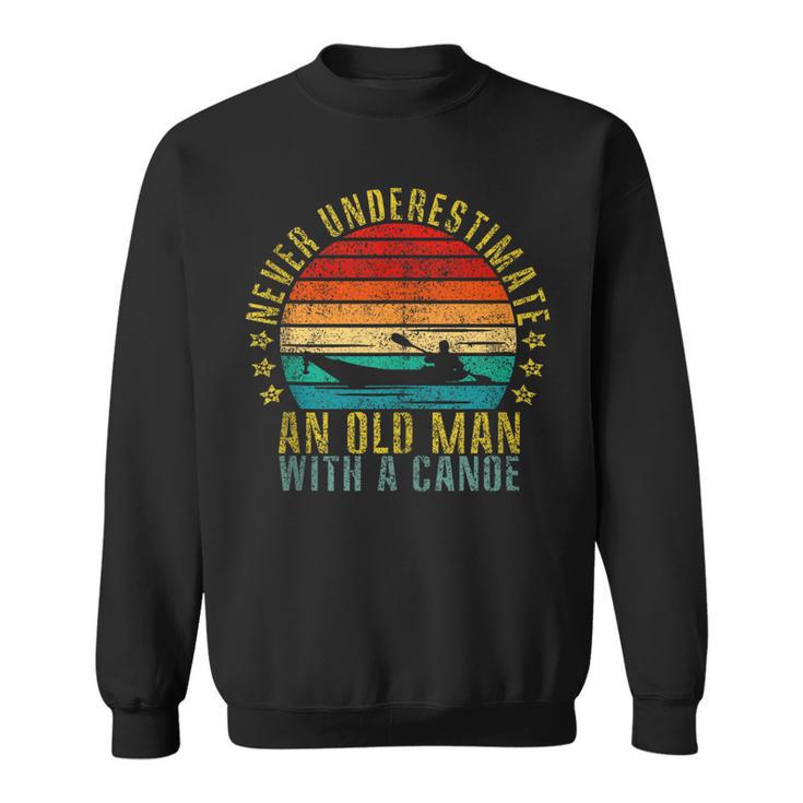 Never Underestimate An Old Man With a Canoe Retro Sleeveless Sweatshirt