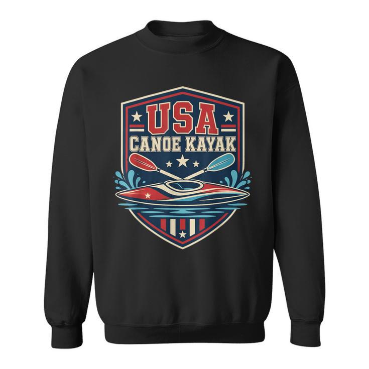 USA Canoe Kayak Paddling American Flag Emblem Sweatshirt