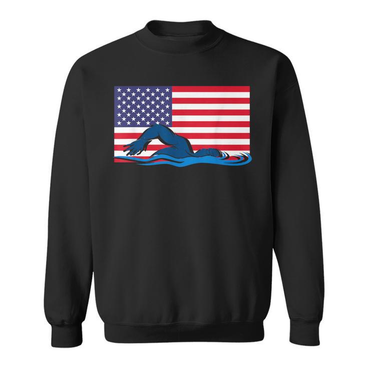 USA Flag Swimmer Swimming Sport Athlete Swim Swimming Sweatshirt