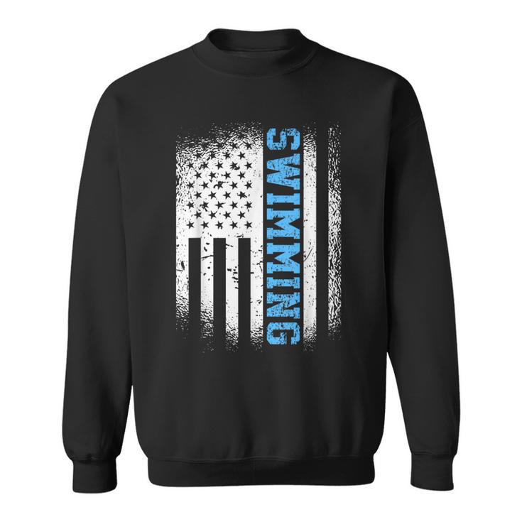 USA Flag Swimming Swim American Swimmer Sweatshirt