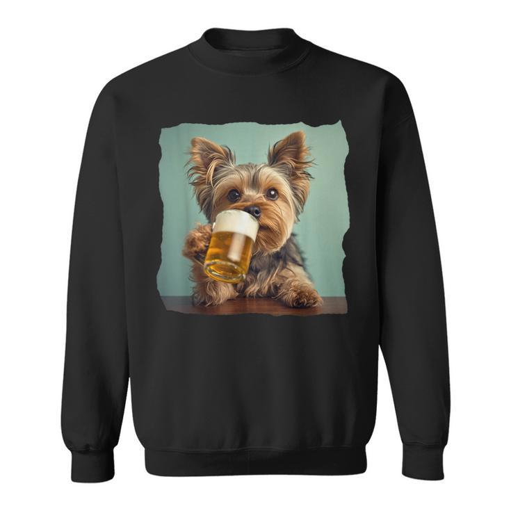 Yorkshire Terrier Cerveza Divertido Perro Bebiendo Meme Mamá Papá Camisa de entrenamiento