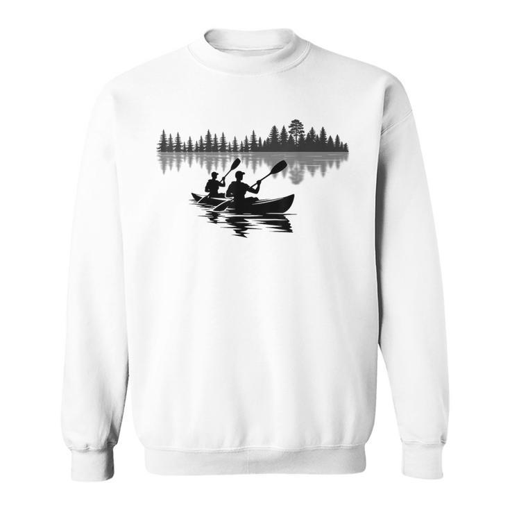Canoe Silhouette Forest Lake Reflection Sweatshirt