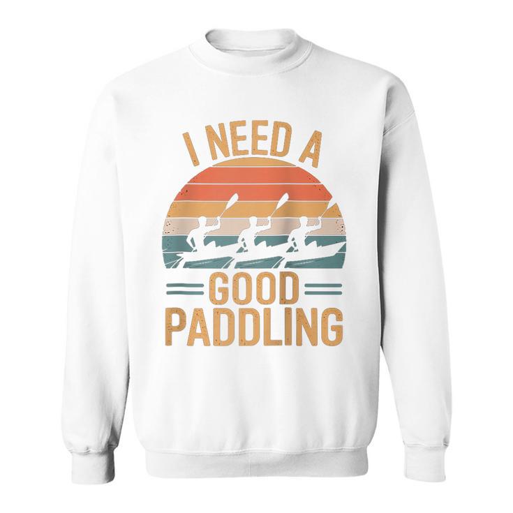 I Need A Good Paddling Retro Sunset Canoe Raglan Baseball Tee Sweatshirt