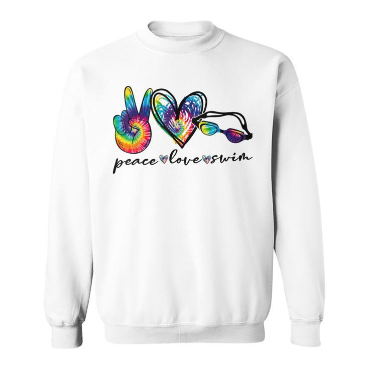 Peace Love Swim Tie Dye Swimmer Swimming Summer Trip Sweatshirt