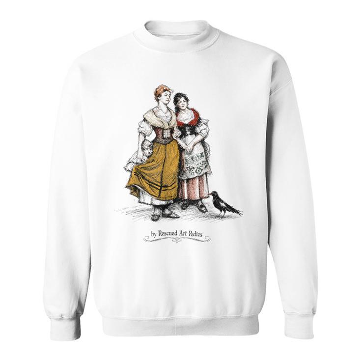 Señorasintage Y Urraca Arte Antiguo Bosquejo Camisa de entrenamiento