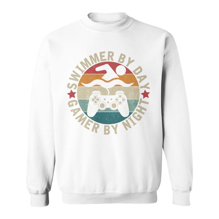Swimmer By Day Gamer By Night Swimming Swim Gaming Sweatshirt