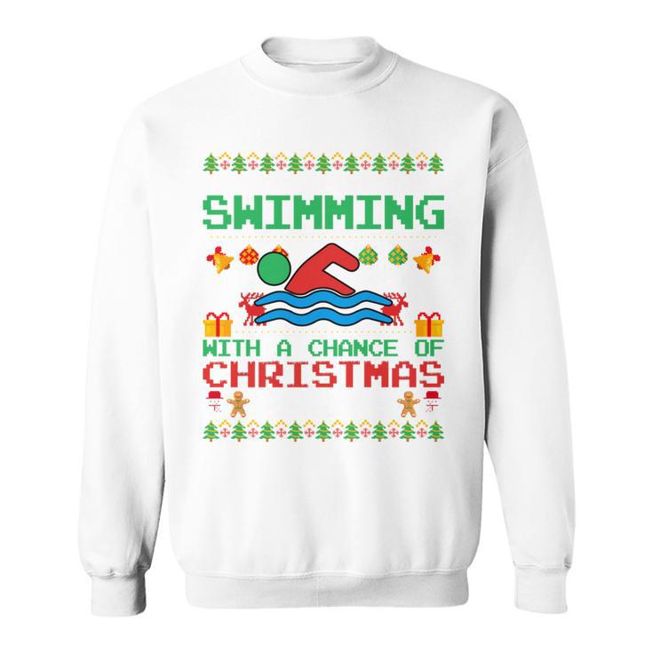 Swimming Christmas Party Swim Swimmer Christmas Ugly Style Sweatshirt