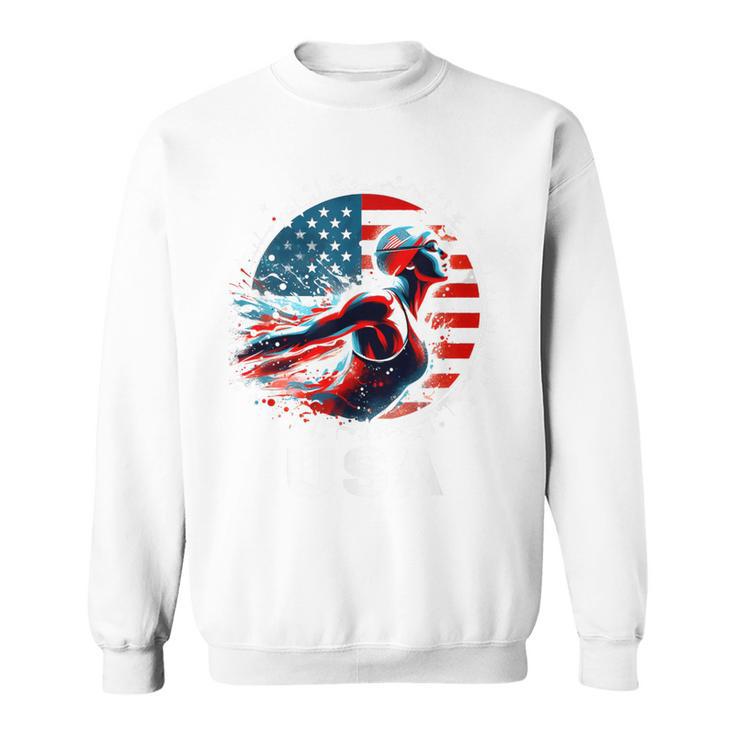 Swimming United States Apparel American Flag Swimming Sweatshirt