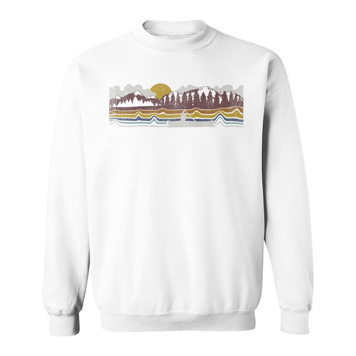 Trendy Canoe Silhouette Colourful Landscape Raglan Baseball Tee Sweatshirt