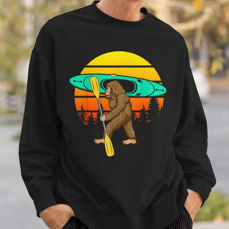 Bigfoot Kayak Paddling Lake Rafts Inflatable Canoe Sasquatch Sweatshirt Gifts for Him Bigfoot Kayak Paddling Lake Rafts Inflatable Canoe Sasquatch Sweatshirt Gifts for Him