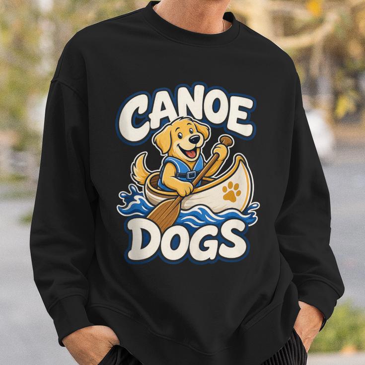 Canoe Dogs Golden Retriever Paddling Graphic Sweatshirt Gifts for Him