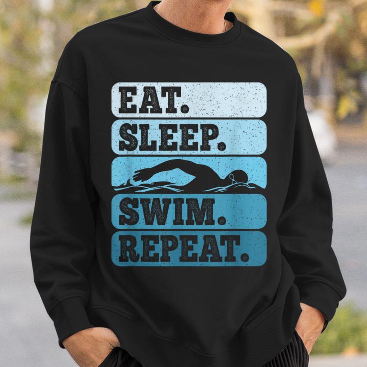 Eat Sleep Swim Vintage Swimming Lover Swimmer Men Women Sweatshirt Gifts for Him