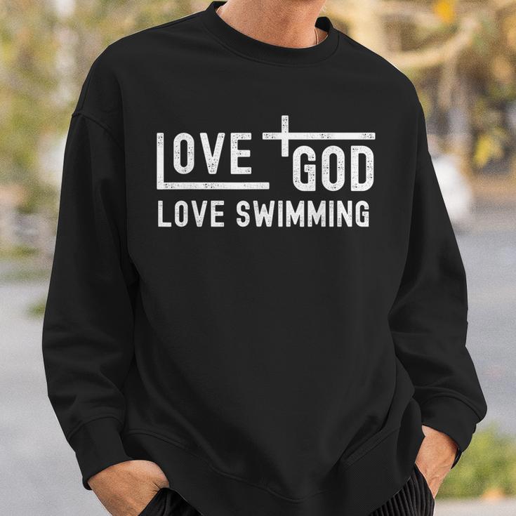 Love God Love Swimming Swim With Jesus For Christian Athlete Sweatshirt Gifts for Him Love God Love Swimming Swim With Jesus For Christian Athlete Sweatshirt Gifts for Him
