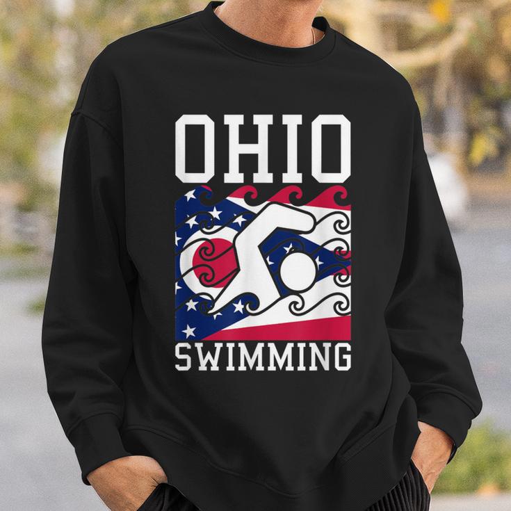 Ohio Flag Swimming Team Swim Swimmer US State Sweatshirt Gifts for Him