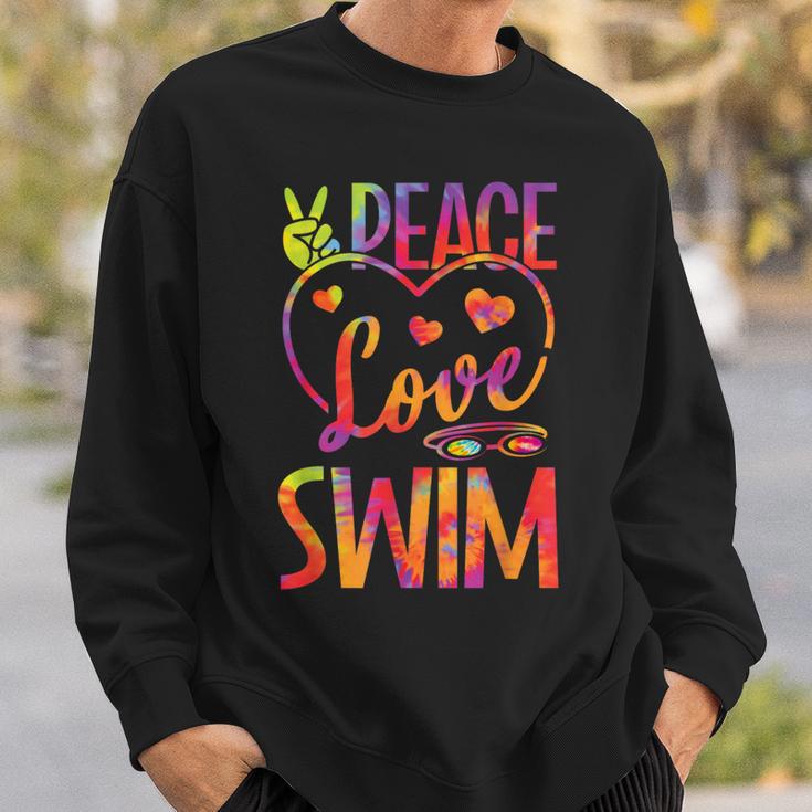 Peace Love Swim Swimming Tie Dye Swimmer Swimming Swim Team Sweatshirt Gifts for Him Peace Love Swim Swimming Tie Dye Swimmer Swimming Swim Team Sweatshirt Gifts for Him