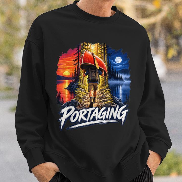 Portaging Canoe Wilderness Adventure Scenic Graphic Sweatshirt Gifts for Him