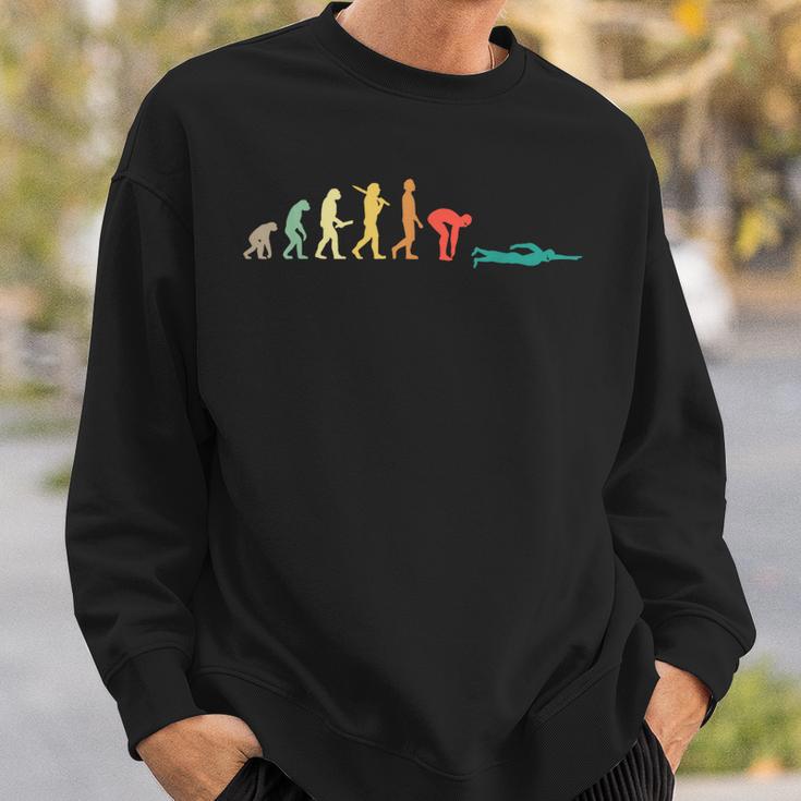 Retro Swimming Evolution For Swimmers Small Sweatshirt Gifts for Him