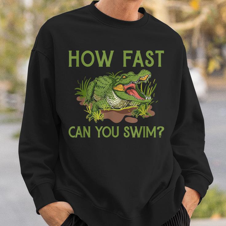Swimmer Crocodile Swimming Humor How Fast You Can Swim Sweatshirt Gifts for Him Swimmer Crocodile Swimming Humor How Fast You Can Swim Sweatshirt Gifts for Him