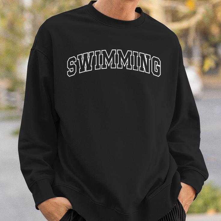 Swimming Athletic Lettering Swimmer Coach Sweatshirt Gifts for Him Swimming Athletic Lettering Swimmer Coach Sweatshirt Gifts for Him
