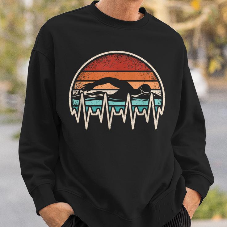 Swimming Heartbeat Retro Swim Swimmer Men Women Sweatshirt Gifts for Him Swimming Heartbeat Retro Swim Swimmer Men Women Sweatshirt Gifts for Him