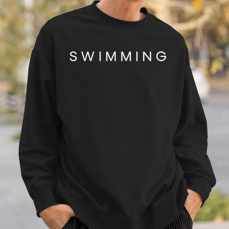 Swimming Minimalist Text Swimmer Coach Sweatshirt Gifts for Him