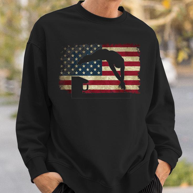 Swimming Swim Team Distressed American Flag USA Swimmer Sweatshirt Gifts for Him Swimming Swim Team Distressed American Flag USA Swimmer Sweatshirt Gifts for Him