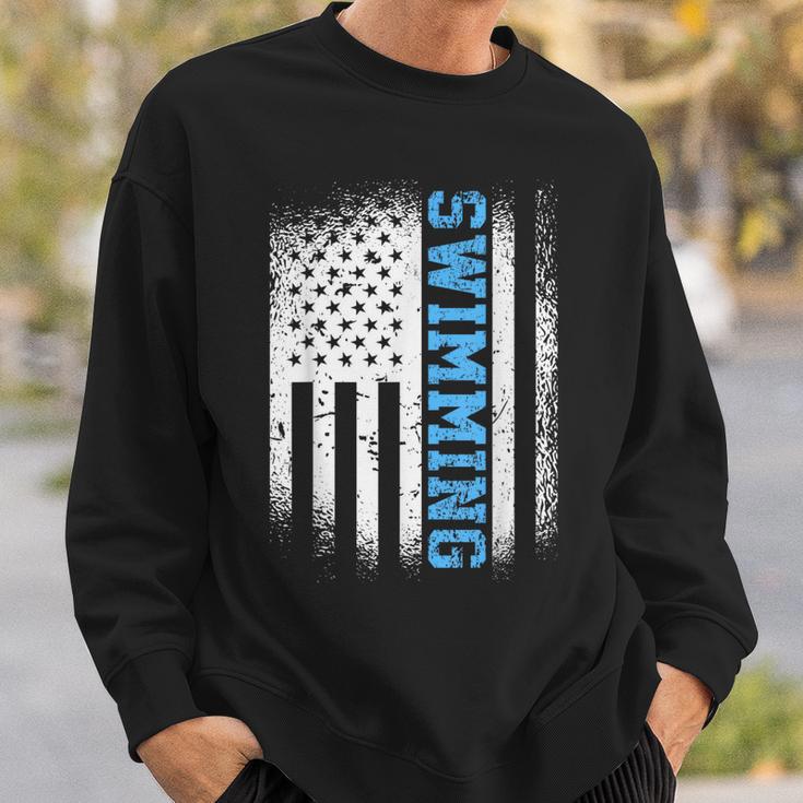 USA Flag Swimming Swim American Swimmer Sweatshirt Gifts for Him USA Flag Swimming Swim American Swimmer Sweatshirt Gifts for Him