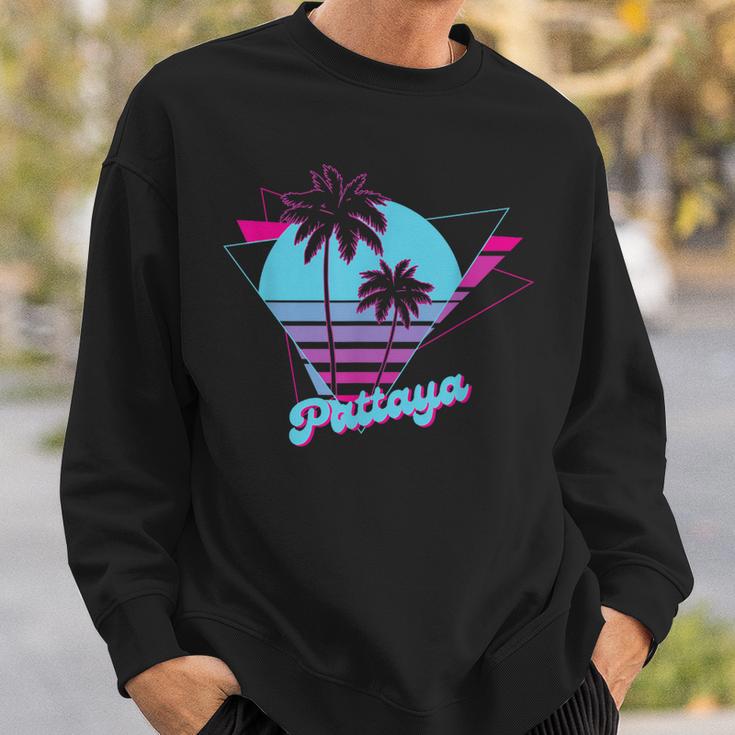 Vintage Palmeras Tailandia Pattaya 90S Retro Camisa de entrenamiento Regalos para él