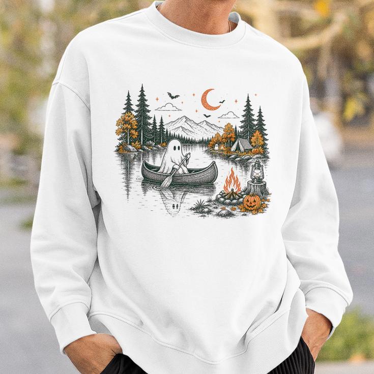 Canoe Ghost Camping Ghost Lake Halloween Spooky Fall Camping Sweatshirt Gifts for Him