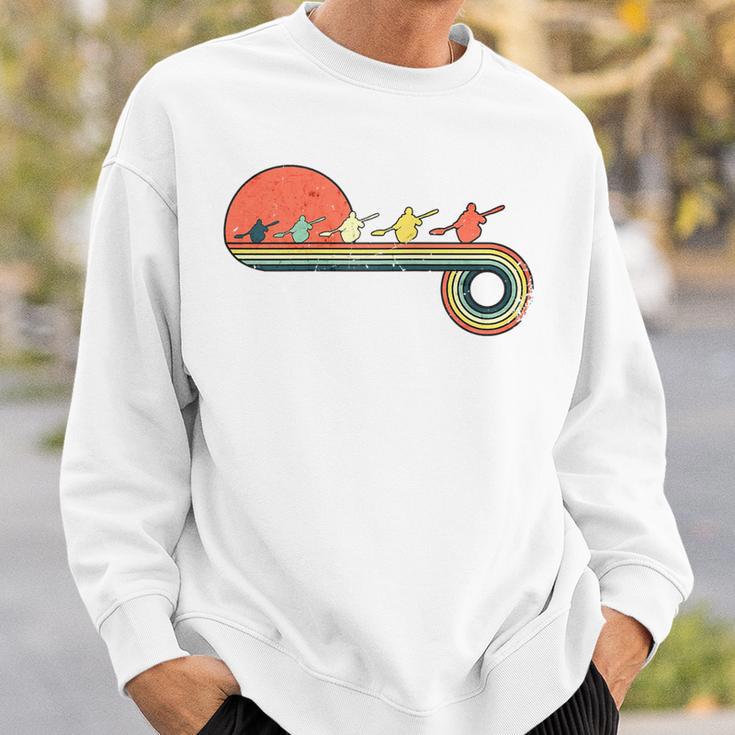 Canoe Retro Vintage Sunset Rainbow Raglan Baseball Tee Sweatshirt Gifts for Him