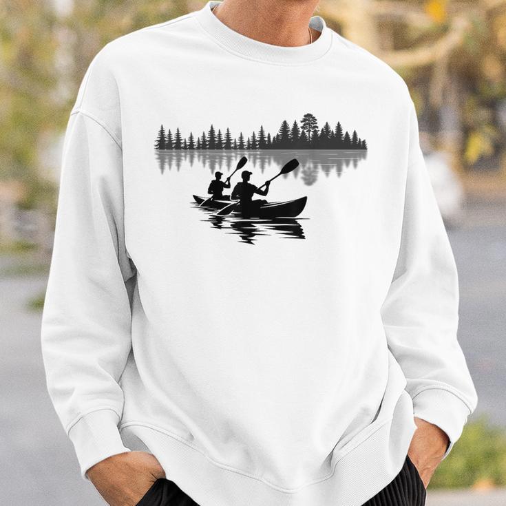 Canoe Silhouette Forest Lake Reflection Sweatshirt Gifts for Him Canoe Silhouette Forest Lake Reflection Sweatshirt Gifts for Him