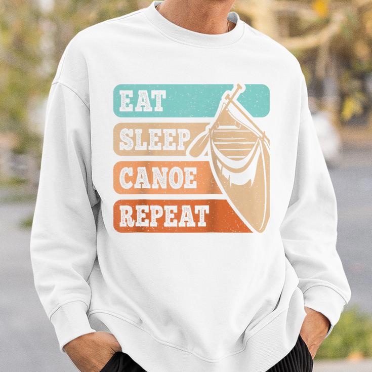 Eat Sleep Canoe Repeat Vintage Canoeing Canoeist Men Boys Raglan Baseball Tee Sweatshirt Gifts for Him