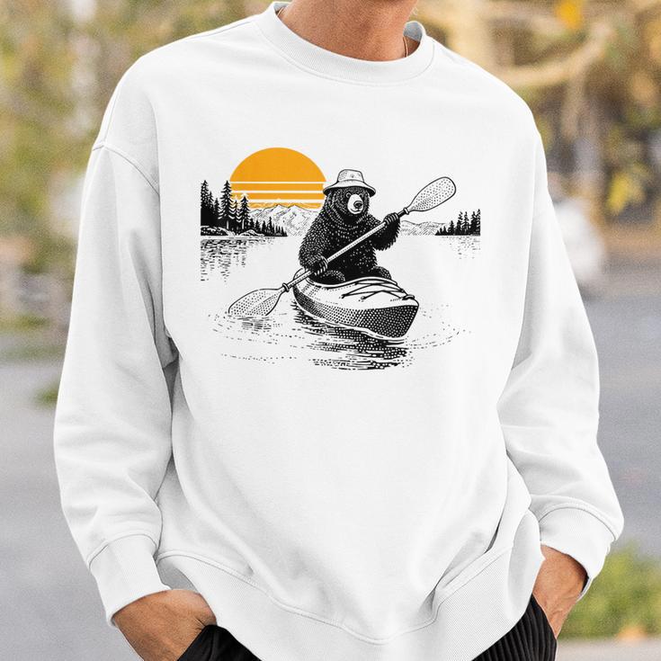 Kayaking Bear Retro Sunset Paddling Canoe Outdoor Adventure Sweatshirt Gifts for Him