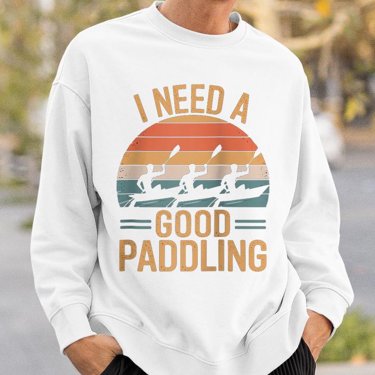 I Need A Good Paddling Retro Sunset Canoe Raglan Baseball Tee Sweatshirt Gifts for Him