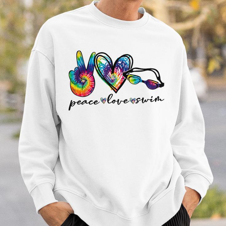 Peace Love Swim Tie Dye Swimmer Swimming Summer Trip Sweatshirt Gifts for Him Peace Love Swim Tie Dye Swimmer Swimming Summer Trip Sweatshirt Gifts for Him