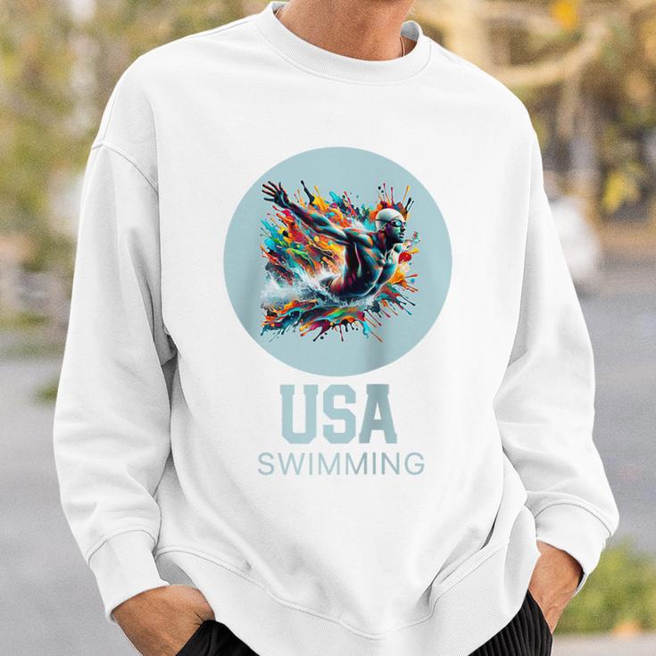 SWIMMING SPORT COMPETITIVE SWIM Raglan Baseball Tee Sweatshirt Gifts for Him