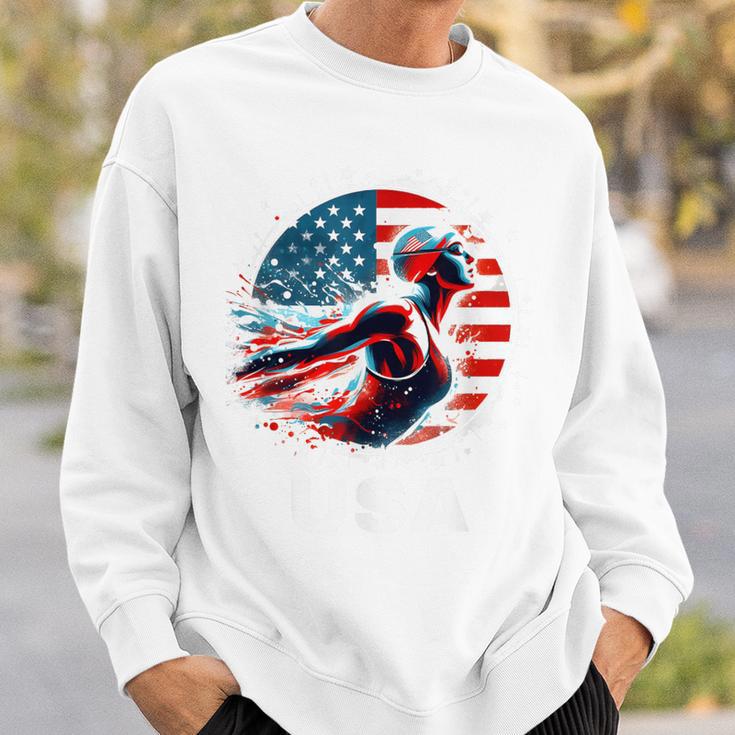Swimming United States Apparel American Flag Swimming Sweatshirt Gifts for Him Swimming United States Apparel American Flag Swimming Sweatshirt Gifts for Him