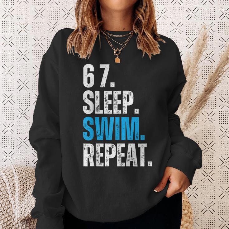 67 Sleep Swim Repeat Swimming Swimmer 67 Meme Sweatshirt Gifts for Her