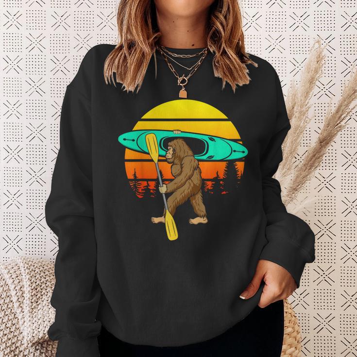 Bigfoot Kayak Paddling Lake Rafts Inflatable Canoe Sasquatch Sweatshirt Gifts for Her Bigfoot Kayak Paddling Lake Rafts Inflatable Canoe Sasquatch Sweatshirt Gifts for Her