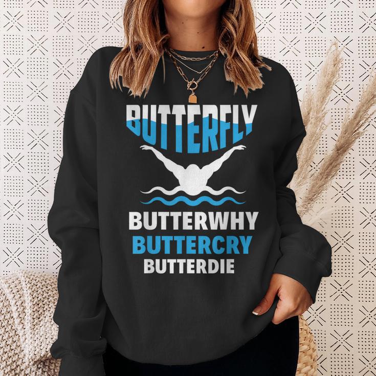 Butterfly Butterwhy Buttercry Swimming Swimmer Sweatshirt Gifts for Her Butterfly Butterwhy Buttercry Swimming Swimmer Sweatshirt Gifts for Her