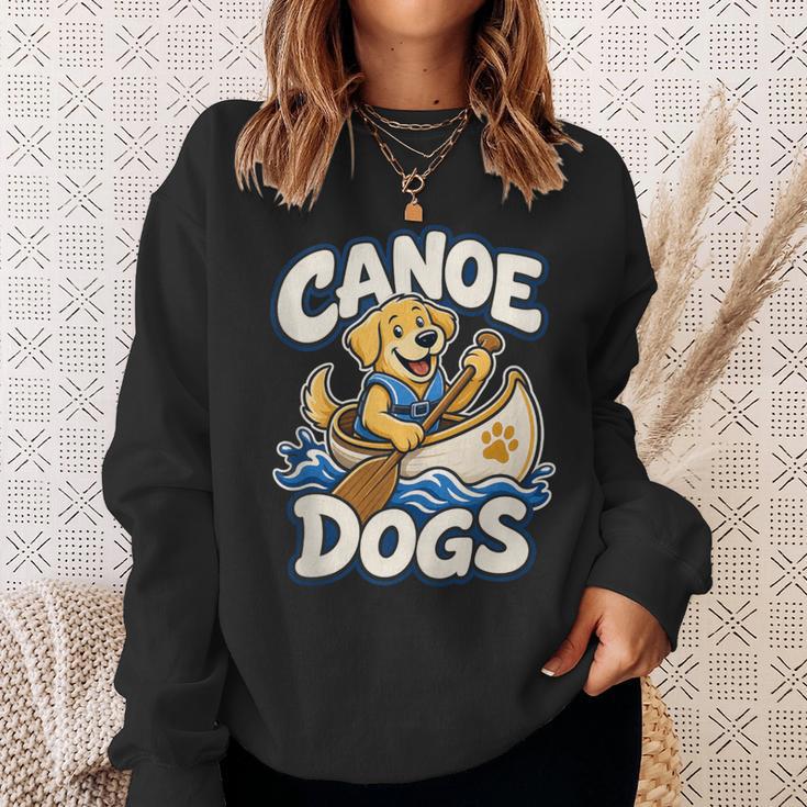 Canoe Dogs Golden Retriever Paddling Graphic Sweatshirt Gifts for Her