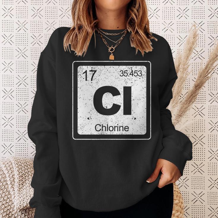 Chlorine Periodic Table Symbol Chemistry Swimming Dive Sweatshirt Gifts for Her