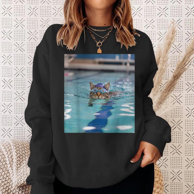 Competitive Swim Team Funny Kitty Cat Swimming Sweatshirt Gifts for Her Competitive Swim Team Funny Kitty Cat Swimming Sweatshirt Gifts for Her