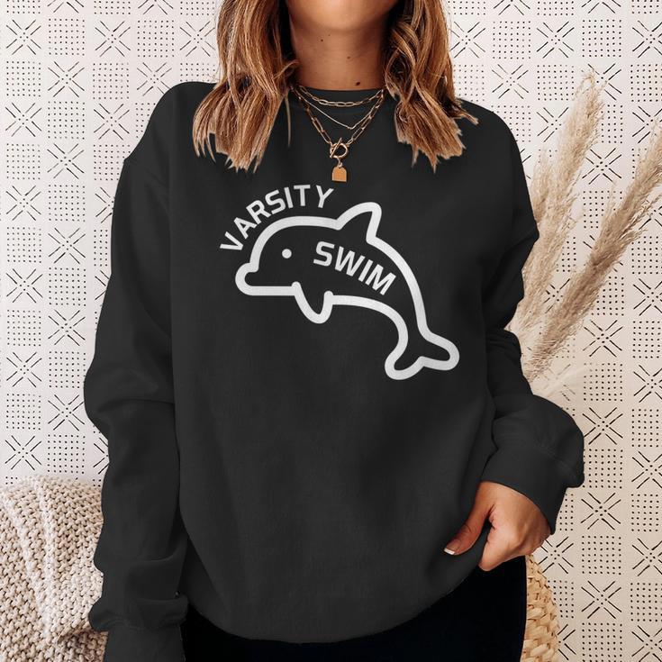 Dolphin Dolfin Varsity Swim Swim Team Swim Club Swimming Sweatshirt Gifts for Her Dolphin Dolfin Varsity Swim Swim Team Swim Club Swimming Sweatshirt Gifts for Her