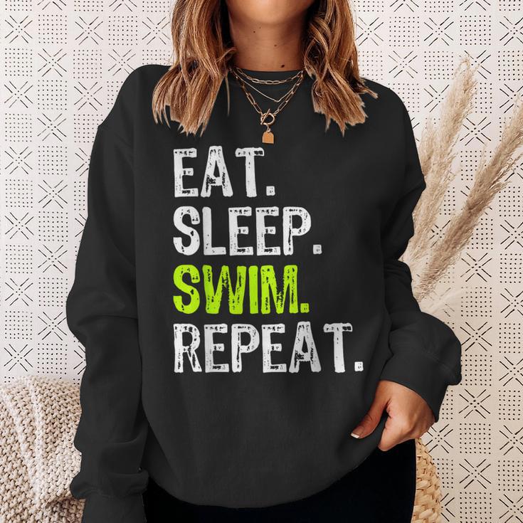 Eat Sleep Swim Repeat Swimming Swimmer Cool Sweatshirt Gifts for Her