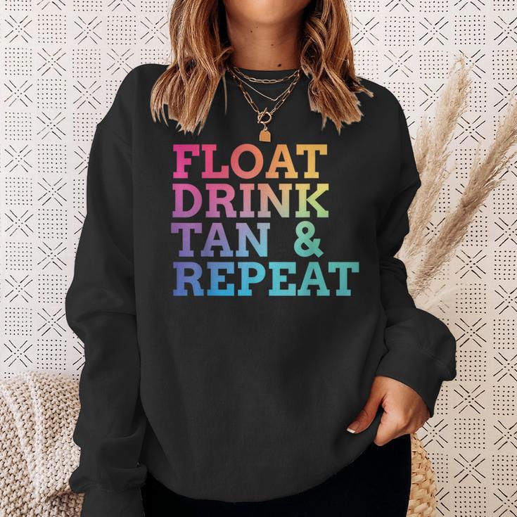 Float Drink Tan Repeat Summer Swimming Beach Pool Vacation Sweatshirt Gifts for Her