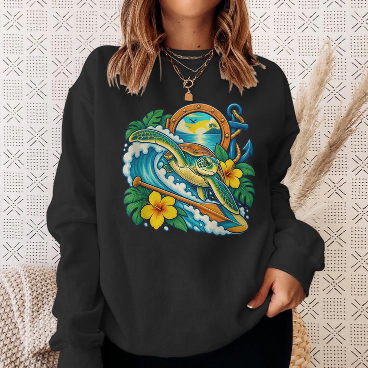 Green Sea Turtle Surfs Past a Canoe Paddle Sleeveless Sweatshirt Gifts for Her Green Sea Turtle Surfs Past a Canoe Paddle Sleeveless Sweatshirt Gifts for Her